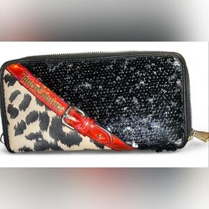 Juicy Couture Black Sequin and Red Accent Clutch